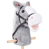 Pliušinė žirgo galva ant lazdos Hobby Horse su garsais, pilkas