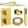 Potinkinis dušo komplektas su termostatu Mexen Cube 6in1, 25x25 cm, Gold