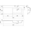 Praustuvas Mexen Otis, Right, 101 x 46,5 cm, Baltas glossy