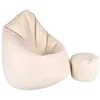 Sėdmaišis su pufu Mega Comfort XXL, dirbtinė oda, kreminis