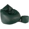Sėdmaišis su pufu Mega Comfort XXL, dirbtinė oda, tamsiai žalias