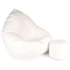 Sėdmaišis su pufu Mega Comfort XXL, dirbtinė oda, baltas