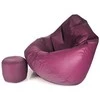 Sėdmaišis su pufu Mega Comfort XXL, dirbtinė oda, slyvų spalvos