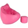 Sėdmaišis su pufu Mega Comfort XXL, dirbtinė oda, rožinis
