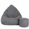 Sėdmaišis su pufu Mega Dot Velour M, 75x95 cm, tamsiai pilkas