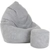 Sėdmaišis su pufu Mega Dot Velour XL, 90x120 cm, šviesiai pilkas