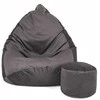 Sėdmaišis su pufu Mega Premium Terra Velour XXL, 100x130 cm, grafito