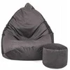 Sėdmaišis su pufu Mega Premium Terra Velour XL, 90x120 cm, grafito