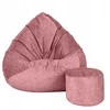 Sėdmaišis su pufu Mega Premium Terra Velour XL, 90x120 cm, tamsiai rožinis