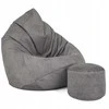 Sėdmaišis su pufu Mega Premium Terra Velour XXL, 100x130 cm, pilkas
