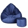 Sėdmaišis su pufu Mega Premium Terra Velour XXL, 100x130 cm, tamsiai mėlynas