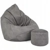 Sėdmaišis su pufu Mega Premium Terra Velour XXL, 100x130 cm, pilkas