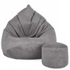 Sėdmaišis su pufu Mega Premium Terra Velour XL, 90x120 cm, pilkas