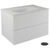 Spintelė Besco Akya Classic 76 cm su praustuvu ir klik-klak, Baltas glossy/Baltas matt+Juodas matt