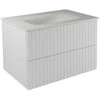 Spintelė Besco Akya Linea 76 cm su praustuvu ir klik-klak, Baltas matt/Baltas matt+Juodas matt