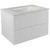Spintelė Besco Akya Linea 76 cm su praustuvu ir klik-klak, Baltas matt/Baltas glossy+Juodas matt