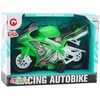 Sportinis motociklas su garso ir šviesos efektais, žalias