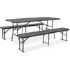 Sulankstomų lauko baldų komplektas CATERING: 180 cm stalas ir 2 suolai, Graphite Wood