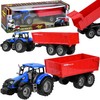 Traktorius su priekaba, raudonas/mėlynas