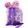 Vaikiška pliušinė kuprinė su ausytėmis, 24 cm, violetinė/rožinė su žvaigždutėmis