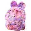 Vaikiška pliušinė kuprinė su ausytėmis, 24 cm, violetinė/rožinė su žvaigždutėmis