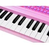 Vaikiškas pianinas su mikrofonu ir šviečiančiais klavišais, rožinis