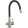 Virtuvinis maišytuvas Laveo Riveco su pajungimu vandens filtrui, Brushed steel/Juodas