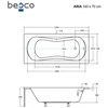 Vonia Besco Aria Plus, 140 x 70 cm, su rankenėlėmis ir juoda apdaila