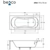Vonia Besco Aria Plus, 170 x 70 cm, su rankenėlėmis ir juoda apdaila