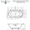 Vonia Besco Avita Slim+, 150 x 75 cm, kairinė, su chrome sifonu