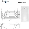 Vonia Besco Bona, 180 x 80 cm, su rifliuota balta apdaila