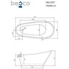 Vonia Besco Melody, 150 x 80 cm, su chrome sifonu