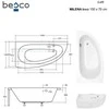 Vonia Besco Milena Premium, 150 x 70 cm, kairinė, su rankenėlėmis ir pagalvėle