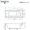 Vonia Besco Modern, 150 x 70 cm, su rifliuota balta apdaila