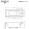 Vonia Besco Modern, 160 x 70 cm, su rifliuota balta apdaila