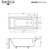 Vonia Besco Modern, 170 x 70 cm, su rifliuota juoda apdaila