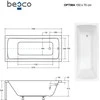 Vonia Besco Optima, 150 x 70 cm, su rifliuota balta apdaila