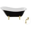 Vonia Besco Otylia B&amp;W 170, Juodas/Baltas+Gold, su sifonu Klik-klak Gold