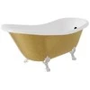 Vonia Besco Otylia Glam 160, Gold+Chrome, su sifonu su persipylimu Klik-klak Juodas