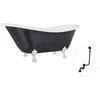 Vonia Besco Otylia Glam 160, Graphite+Chrome, su sifonu su persipylimu Klik-klak Juodas