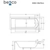 Vonia Besco Shea, 140 x 70 cm, su rifliuota juoda apdaila