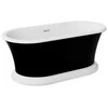 Vonia Besco Ziva Juodas&amp;Baltas Matt, 160 x 75 cm, su sifonu su persipylimu slim chrome