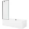 Vonia Mexen Cube su apdaila ir stiklo sienele, 180x80 cm + 70 cm, Baltas+Juodas frame