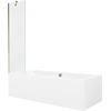 Vonia Mexen Cube su apdaila ir stiklo sienele, 180x80 cm + 50 cm, Baltas+Gold/Transparent