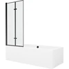 Vonia Mexen Cube su apdaila ir stiklo sienele, 170x80 cm + 80 cm (II), Baltas+Juodas frame