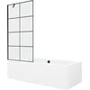 Vonia Mexen Cube su apdaila ir stiklo sienele, 170x80 cm + 90 cm, Baltas+Juodas grid