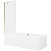 Vonia Mexen Cube su apdaila ir stiklo sienele, 180x80 cm + 70 cm, Baltas+Gold/Transparent