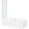 Vonia Mexen Cube su apdaila ir stiklo sienele, 180x80 cm + 50 cm, Baltas+Chrome/Transparent
