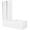 Vonia Mexen Cube su apdaila ir stiklo sienele, 180x80 cm + 100 cm, Baltas+Chrome/Transparent