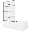 Vonia Mexen Cube su apdaila ir stiklo sienele, 180x80 cm + 120 cm (II), Baltas+Juodas grid